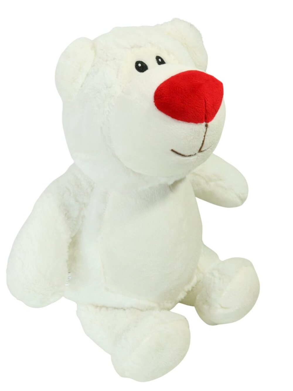 Cubbies White Bear Red Nose Plush Stuffed Animal for Custom Embroidery